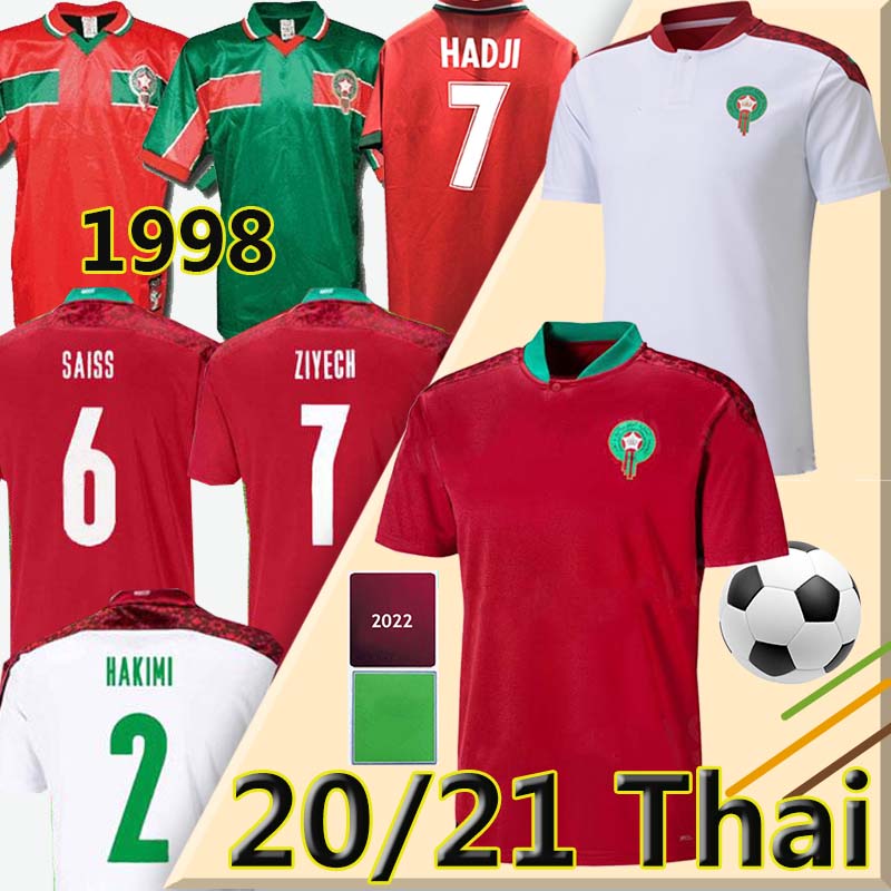 

2021 Morocco soccer jerseys Africa maillot de foot Ziyech Boufal FAJR Munir Ait Bennasser Amrabat football shirts retro1998 Hakimi Saiss Hadji Abrami uniforms, Morocco away
