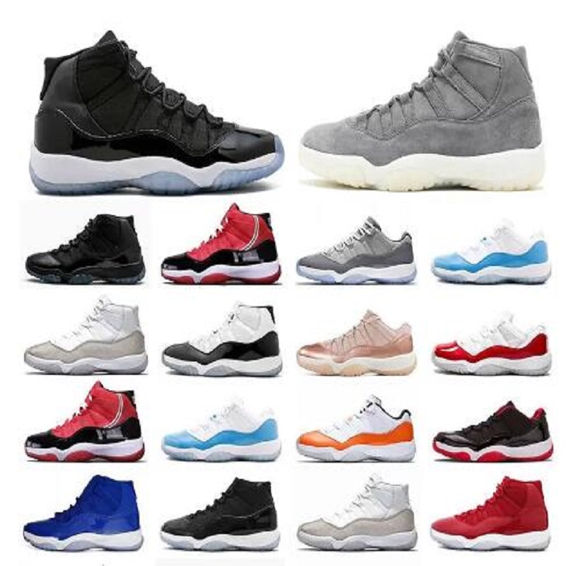 

Cool Grey 11 11s Cap and Gown Prom Night Men Basketball Shoes Platinum Tint Gym Red Bred PRM Heiress Barons Concord Space Jam 45 mens sports sneakers, # 5