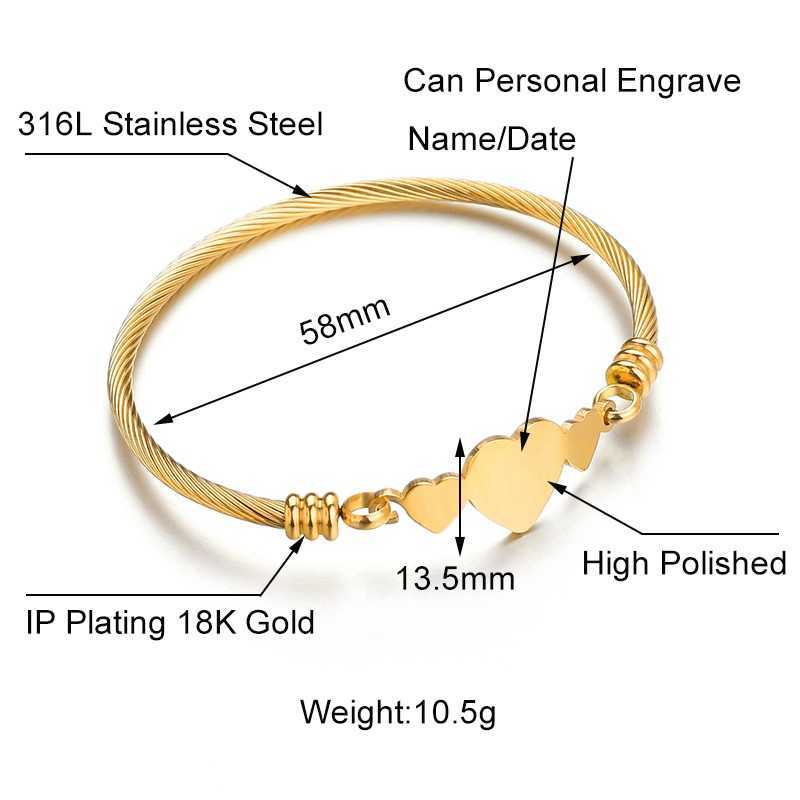 

Trendy Stainless Steel Three Heart Cuff Bracelet Gold Silver Color Lady Girl Elegant Heart Bangle Party Wedding Jewelry Q0719