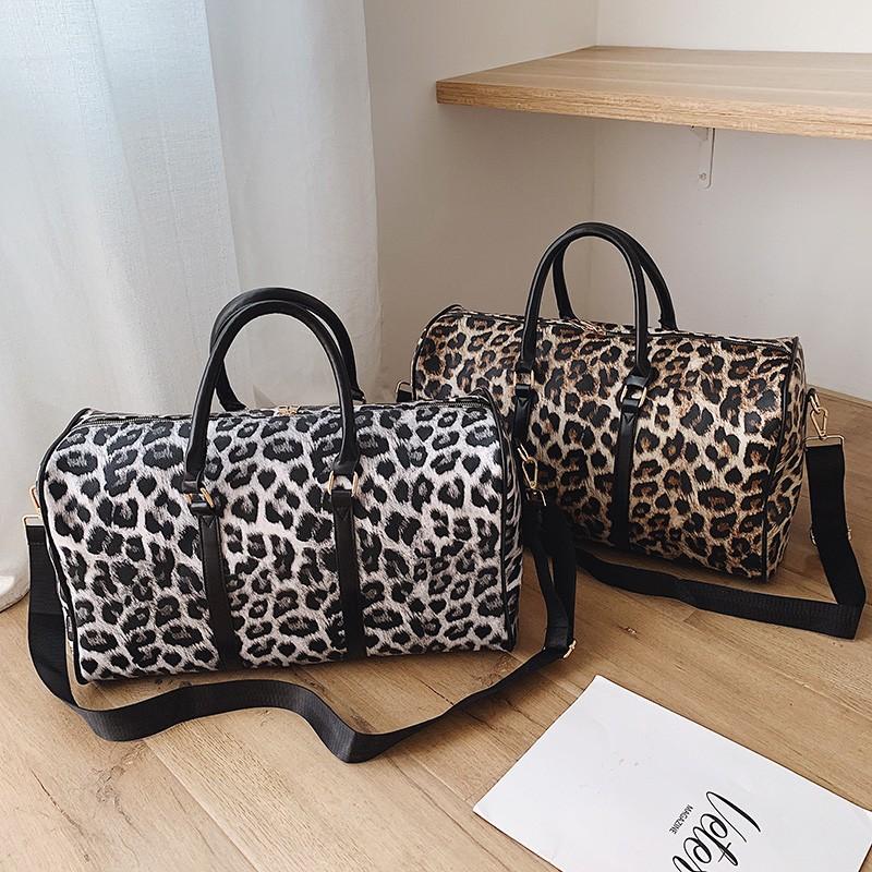 Leopard Large Capacity Travel Bag,Pu Bucket Bag,Brand Business Bag,Unisex Fitness Bag,Swimming Bag,18 Inch Female Handbag Duffel Bags-image-697119086