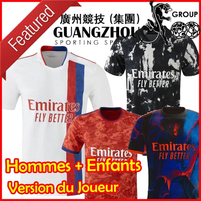 21 22 Maillot olympique Lyonnais Jersey de football OL 2021 2022 Version de lyonnier Hommes Kids Kit Kit de jeunesse Ensemble Chemises de footbal