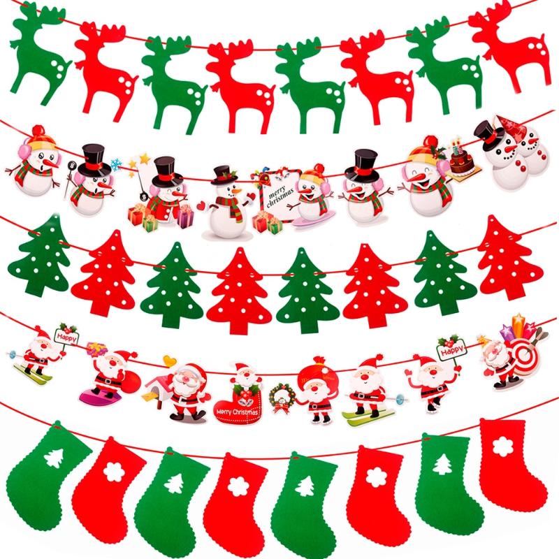 

Christmas Decorations Door For HomeChristmas Banner Hanging Decor Porch Sign Front Xmas Flags