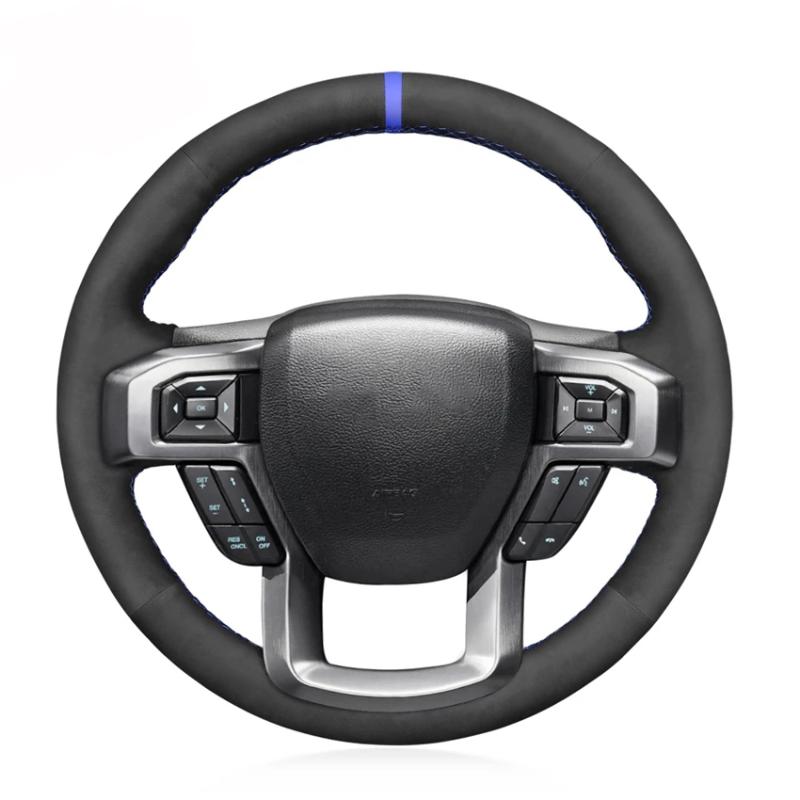 

Steering Wheel Covers Black Suede Blue Marker Car Cover For F-150 F-250 F-350 F-450 F-550 2021-2021 F-600 F-650 F-750