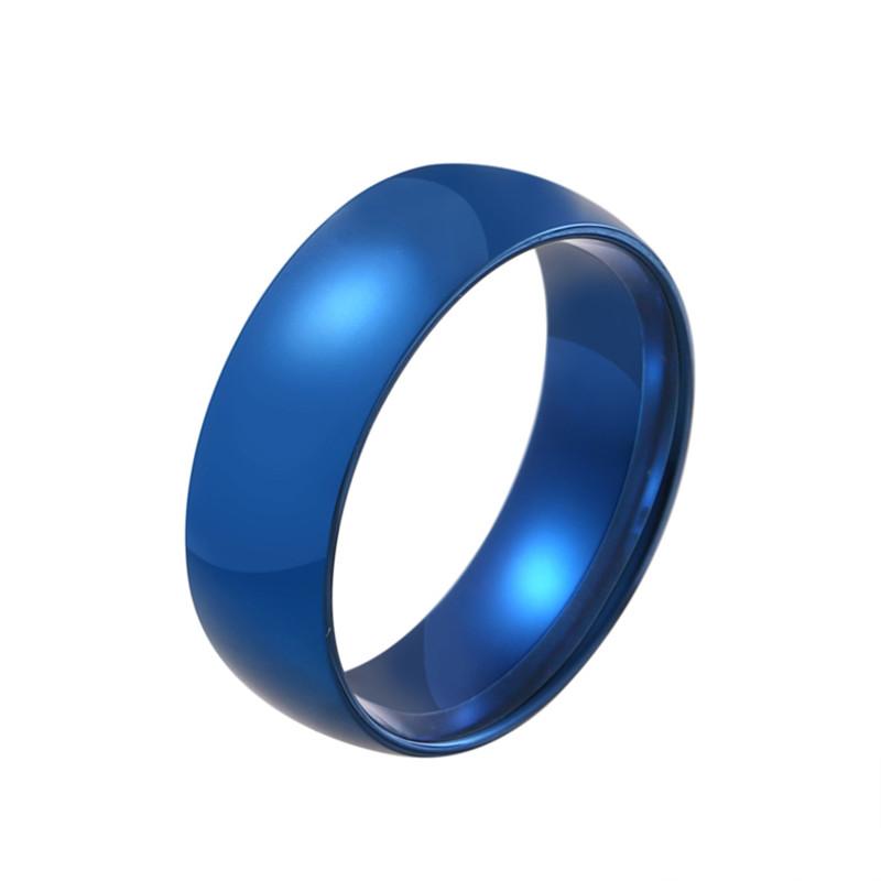 

Wedding Rings 6mm 8mm Width Blue Plated Titanium Steel Lover's Ring Fashion Glossy Couples Jewelry Gift For Lover And Friends 2021
