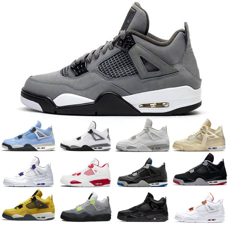 

2021 New basketball shoes 4s man Black Cat Taupe Haze Shimmer Desert Moss good Oreo Cement University Blue Sail Pine Green Pure Money Travis Bred DIY Fire red Neon, Lightning