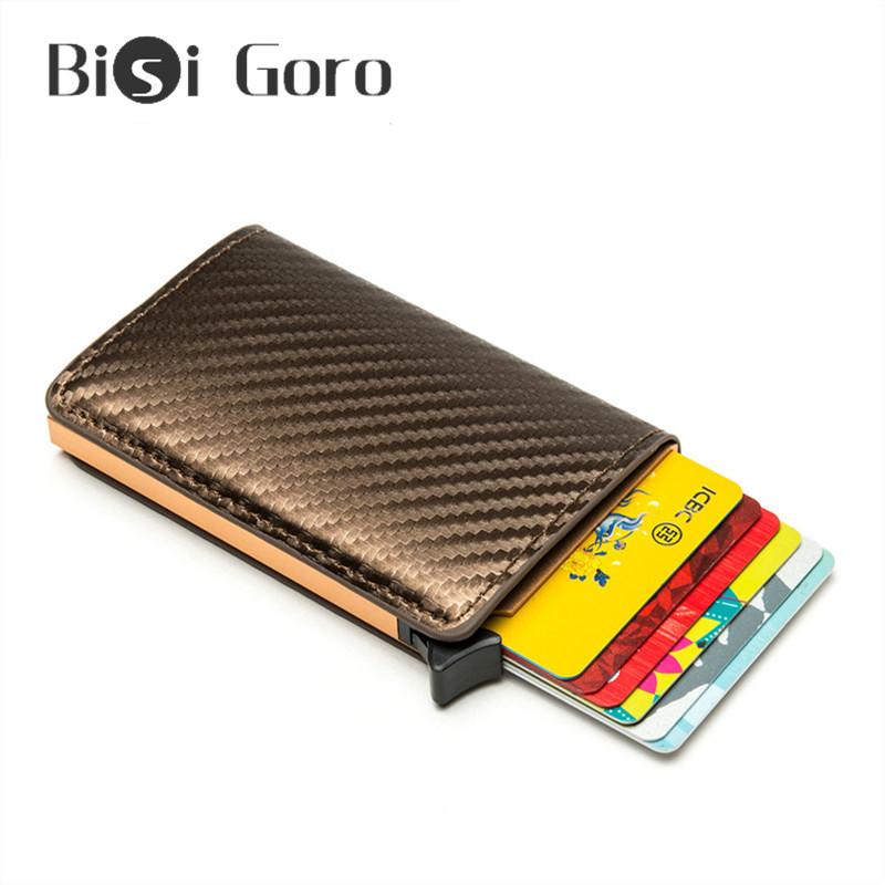 

Wallets BISI GORO RFID PU Leather Single Box Wallet Carbon Fiber Protector Holder Slim Card Case 2021 Tarjetero Hombre, Ym900 black