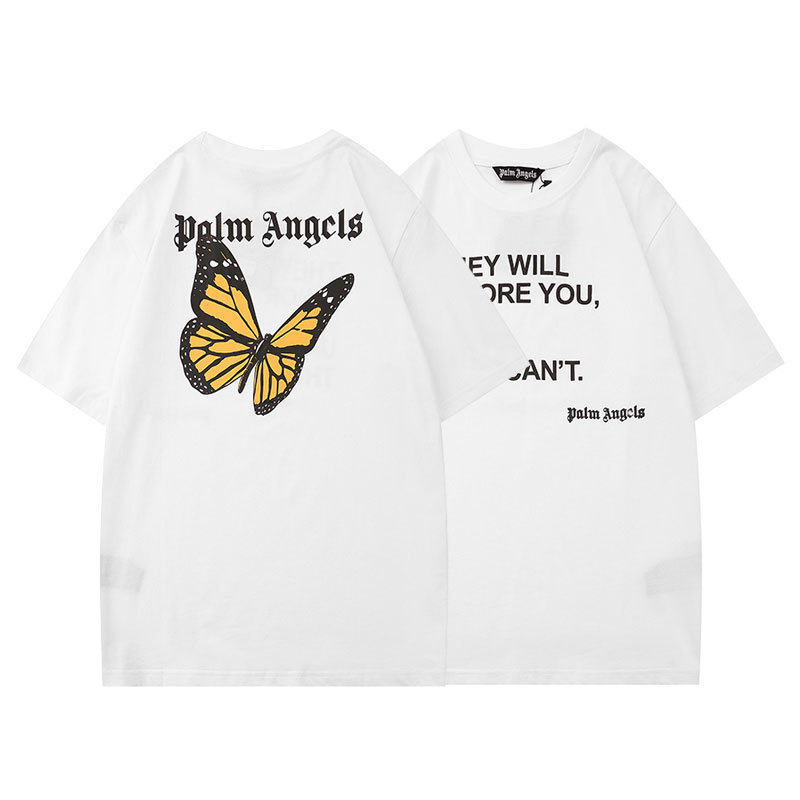 

Angel palm Meichao angcls short sleeve T-shirt physical correct edition letter printing casual teeCCSH, White;black