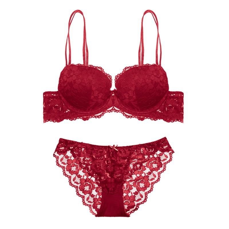 Ensembles de soutiens-gorge broderie soutien-gorge femmes Lingerie ensemble dentelle Bralette culotte transparente grande taille sans fil sans fi