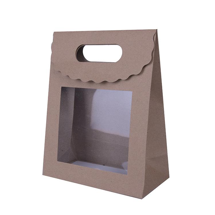 

Gift Wrap Exquisite Packaging Cowhide Paper Bag With Window Shopping Bags Cosmetic For Boutique