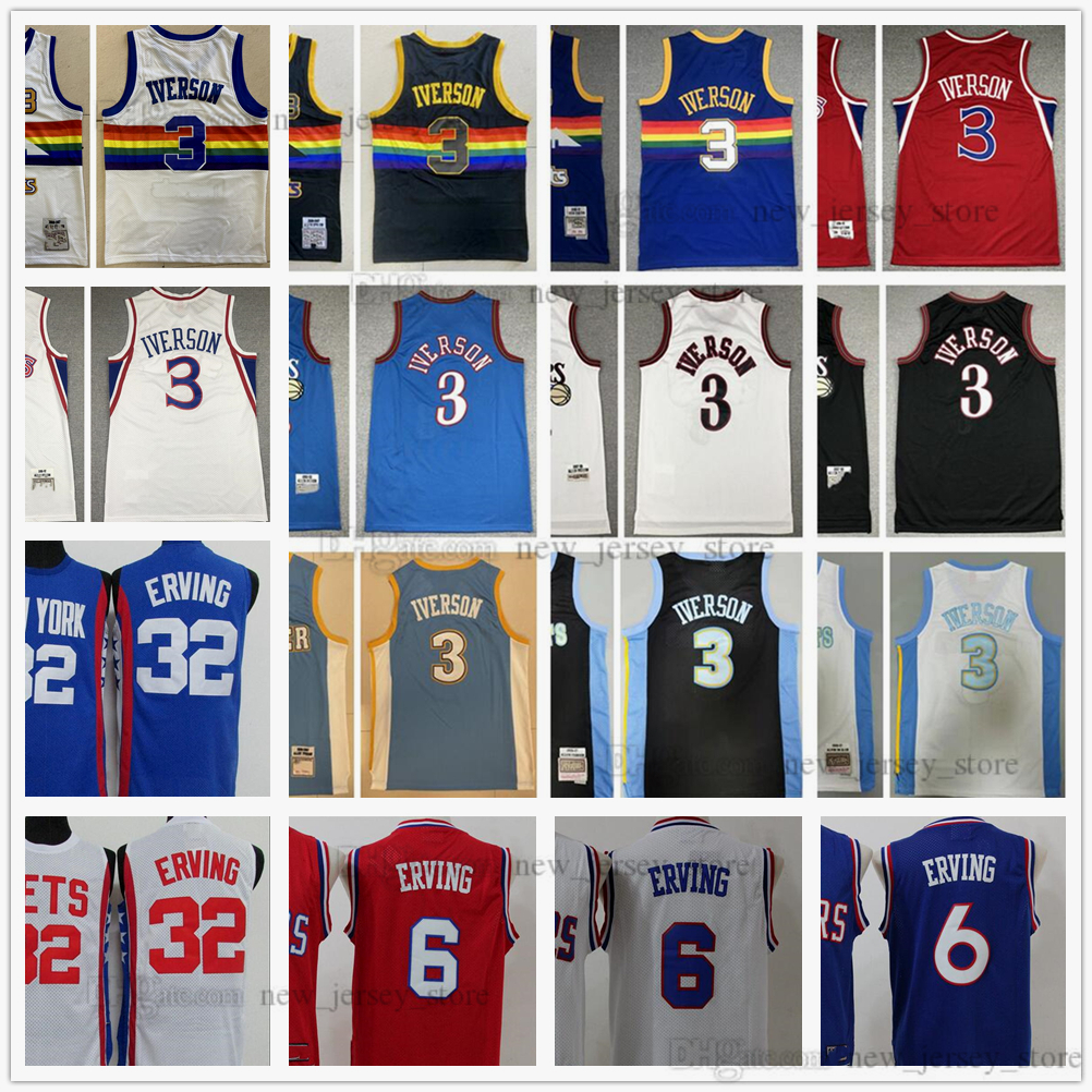 

Mitchell and Ness 2006-2007 Black Allen 3 Iverson Basketball Jerseys Retro Vintage 32 Julius 6 Erving Jersey White Red 1996-1997-1998 Blue 1990-00