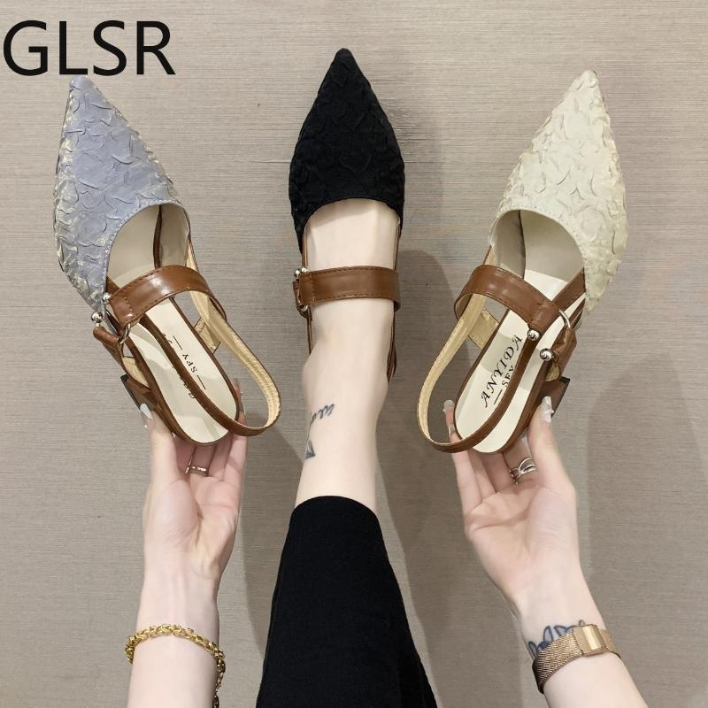 

Sandals Women's Summer Pointy Chunky Large Size Fashion Woman Shoes, Black