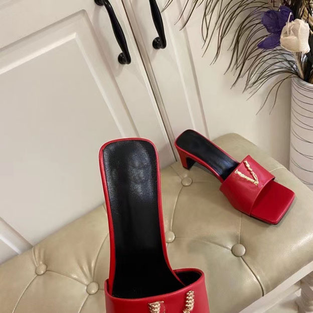 

2021 summer fashion women's leather designer slippers elastic sandals classic Party Wedding Gold comfortable high heels 6cm 35-42, Multi