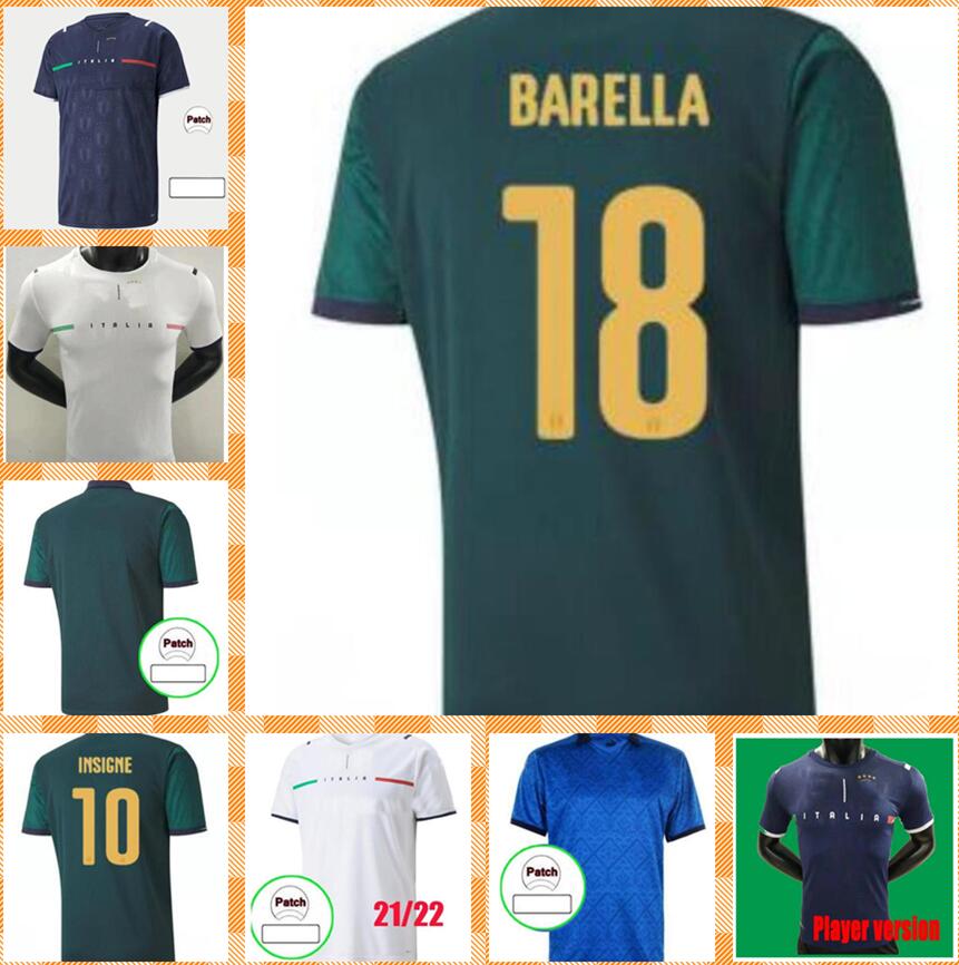 

2021 2022 Italy VERRATTI BELOTTI Chiesa Soccer Jersey Home Away Third INSIGNE IMMOBILE 20 21 Maillot TOP Quality Football Shirt Mens + Kids Kit, Black;yellow