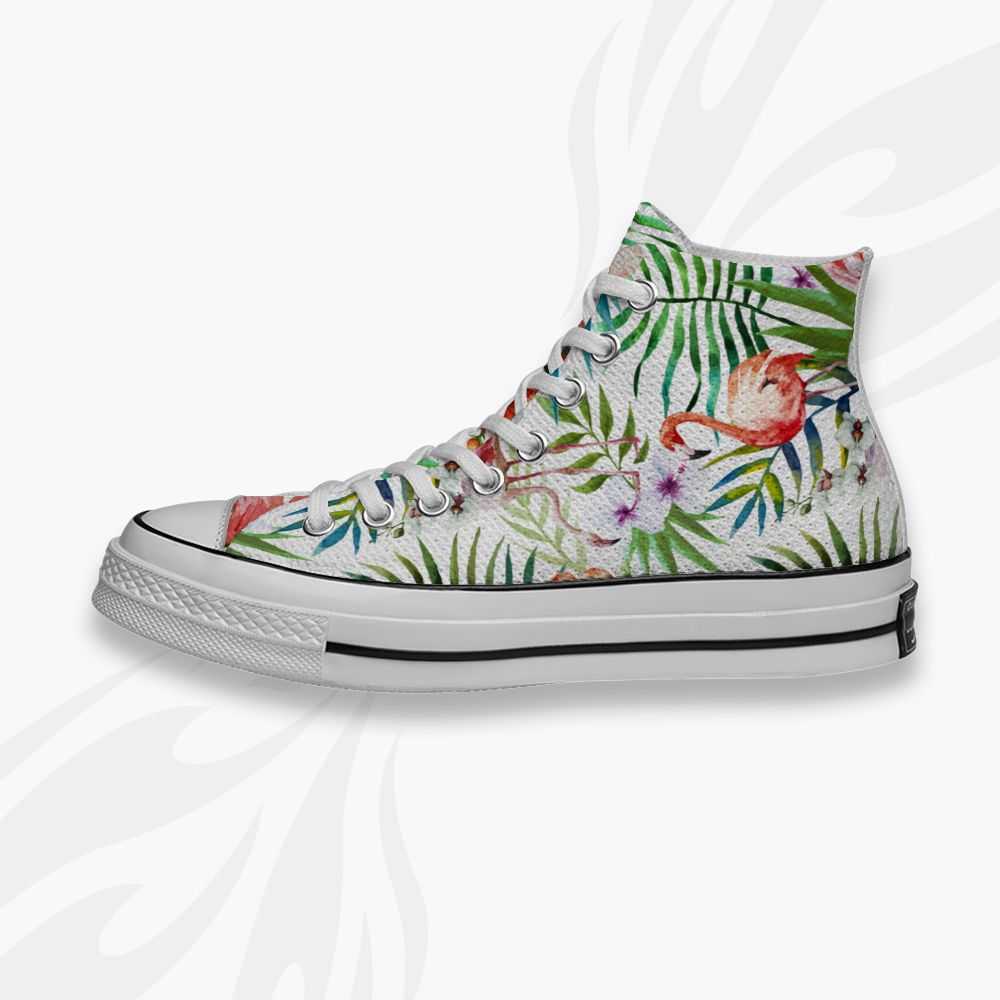 

Custom Printed Hawaiian Style Flamingo Palm Tree Sneakers High Unisex Mens Womens Running Shoes Skateboard DIY Trainers Canvas Casual Shoe, Others