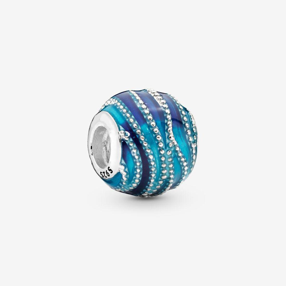 

Authentic 925 Silver Beads Bracelets Blue Wave Charm Charm Slide Bead Charms Fits European Pandora Style Jewelry Bracelets Murano, Bronze;silver