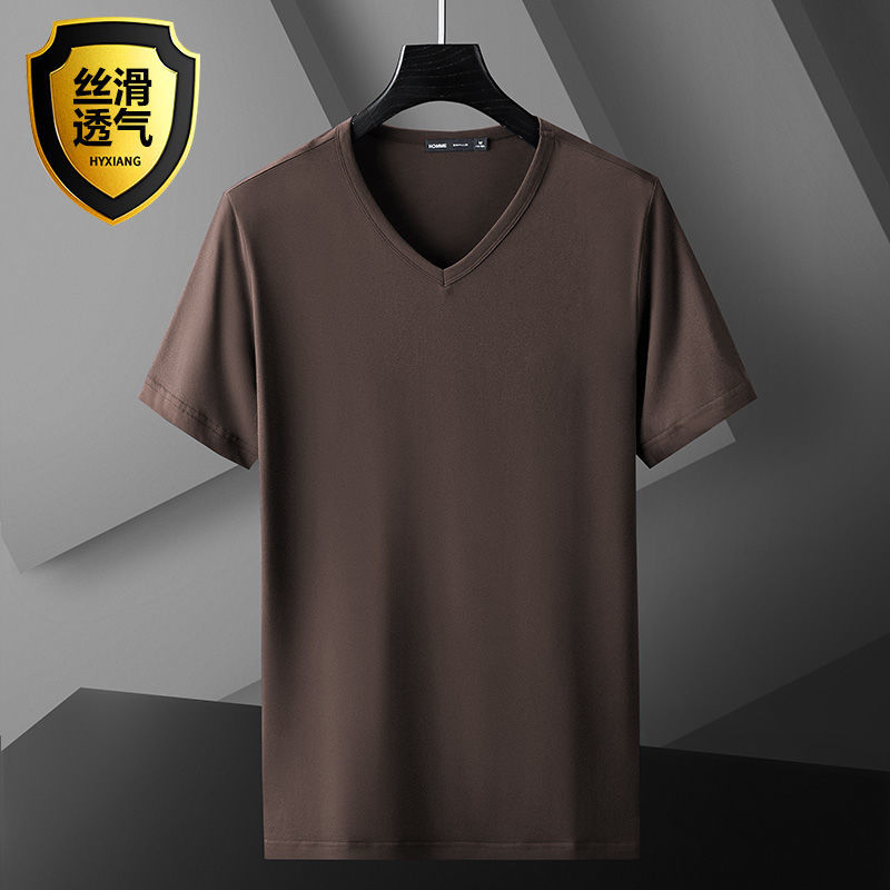 

10 Modal cotton short-sleeved soccer jersey men's summer trend solid color ice silk bottoming erseys, football shirt, Black;yellow
