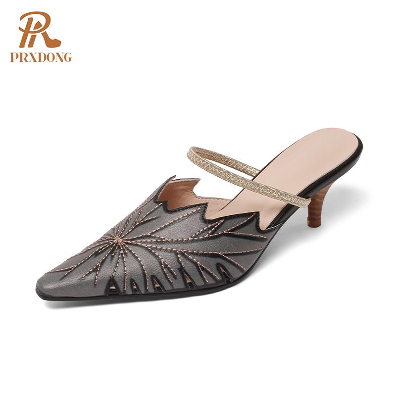 

Dress Shoes Brand Women Sandals 2021 Summer Fashion High Heels Pointed Toe Retro Party Casual Slippers Woman Pumps, Black