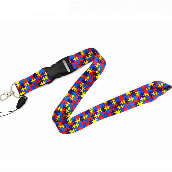 

Autism Awareness Puzzle Multi-function Mobile Phone Strap Tags Neck Lanyards for key ID Lanyard Badge Straps webbing