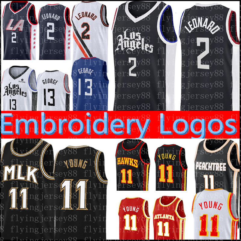 

Trae 11 Young Kawhi 2 Jersey Leonard Basketball Jerseys Mens Paul 13 George Black White Red Blue S- High quality