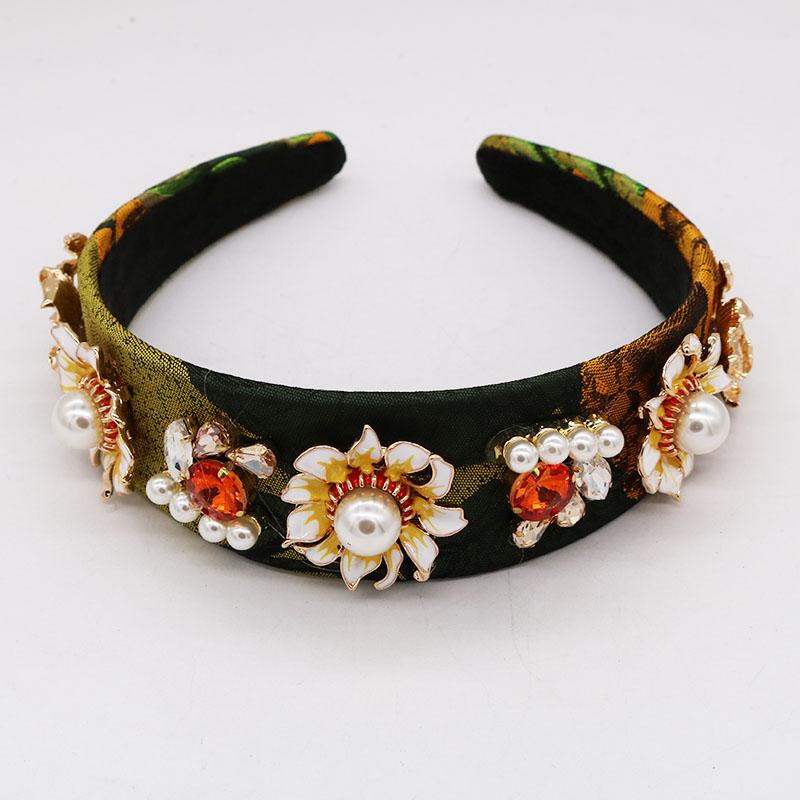 

Hair Clips & Barrettes Charm Pearl Metal Sunflower Baroque Headband Crystal Crown Wide Hairband Wedding Vintage Accessories For Women Jewelr, Golden;silver