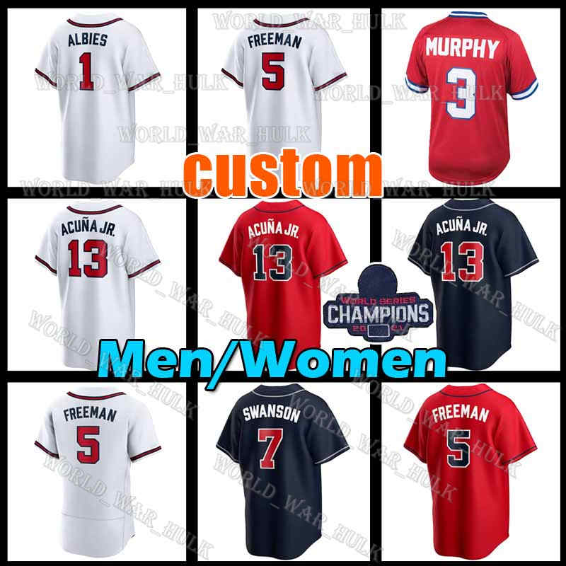 

13 Ronald Acuna Jr Jersey 1 Ozzie Albies Baseball Acuña Braves 7 Dansby Swanson Atlanta 3 Dale Murphy 27 Austin Riley Chipper Jones Orlando Arcia Will Smith Huascar Ynoa, Men custom 2021 new cool base(y s)