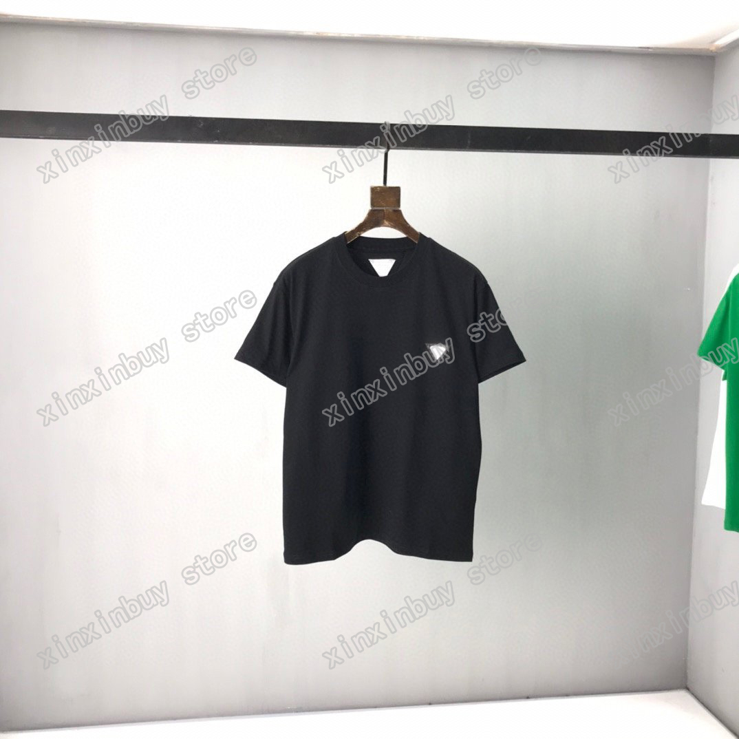 

21ss Designers Tee top Mens Womens T Shirts Woven patch triangle Man Paris Fashion T-shirt short Sleeve luxurys Tshirts Black white green M-2XL, White;black