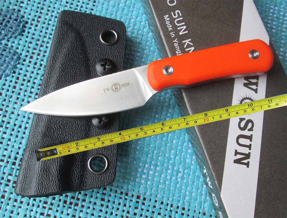 TwoSun Knives EDC Mini S90V Fixed Blade Kydex Belt Sheath G10 Knife TS150-orange-image-714914902