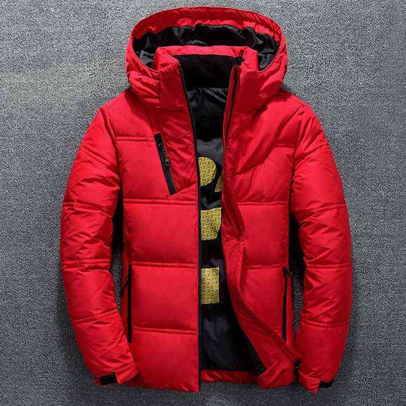 

Warm winter men's jacket down jacket casual autumn stand-up collar down padded hat white duck parka coat men men's hooded down j Y1103, Beige