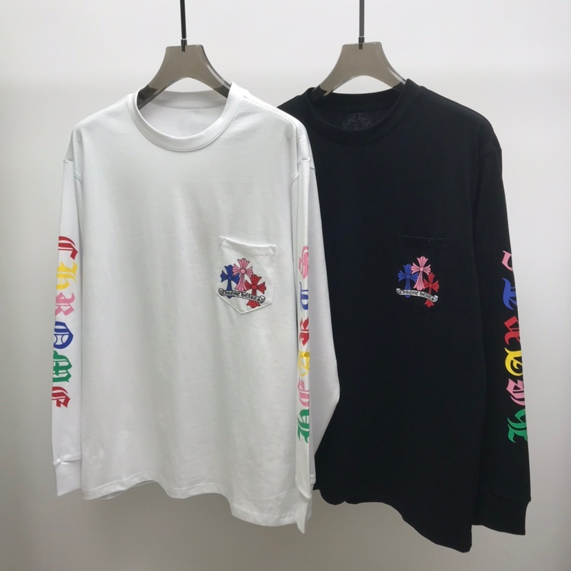 

Chromes 2021 New Fashion Brand Phantom Cross Round Neck Sweater Pullover Men's and Women's Same Lover's Wear Crowe Hearts, White;black