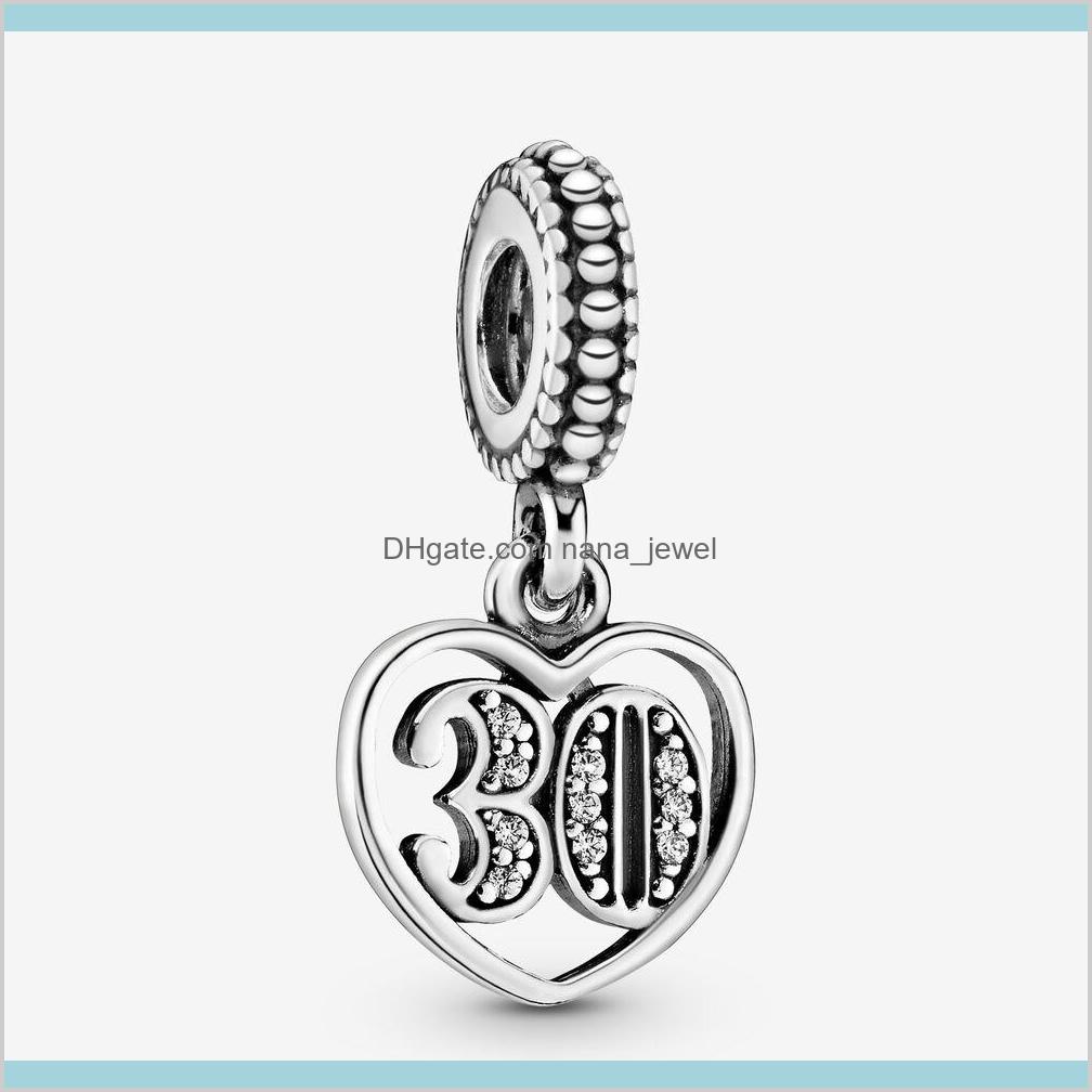 

Arrival Heart Charms 100% 925 Sterling Silver 30Th Celebration Dangle Charm Fit Original European Charm Bracelet Fashion Women Nipuw Y9Wdf, Bronze;silver