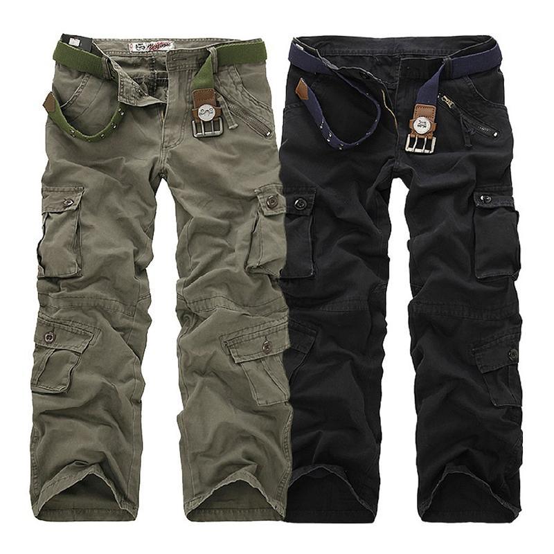 

Men's Pants Causal Pockets Design Outdoor Solid Color Cotton Men Japanese Fashion Military Cargo, Gray