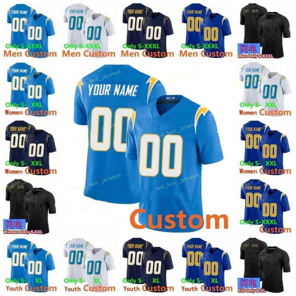 

Custom Football Jerseys Justin Herbert Keenan Allen Joey Bosa Derwin James Philip Rivers Loz Angelez Chalger Men Women Kids, Black;red