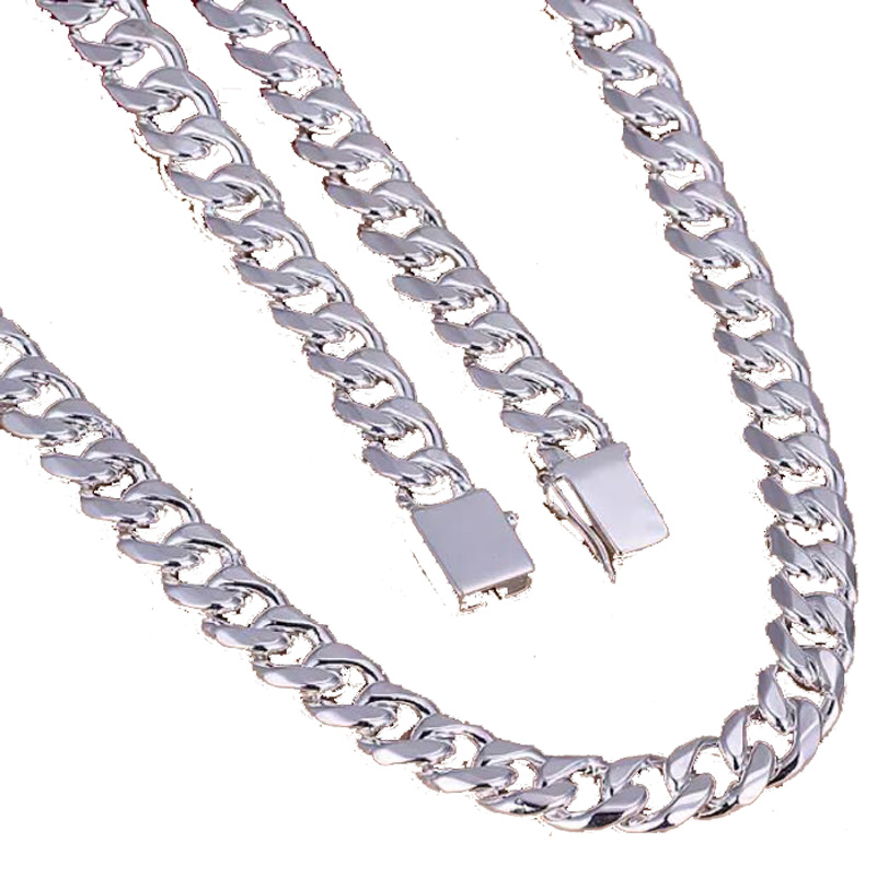 

Hot Sales 925 Sterling Silver Men 1+1 Figaro 10MM Chain Necklaces Fashion Costume Jewelry