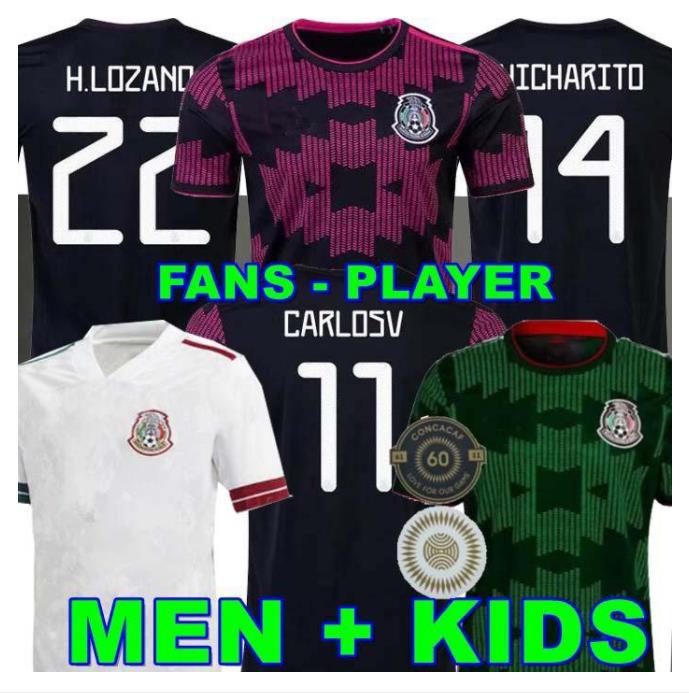 

2021 2022 Mexico soccer jersey home 20 21 CHICHARITO LOZANO DOS SANTOS football shirt adult Men + Kids kit women sets uniforms, Red