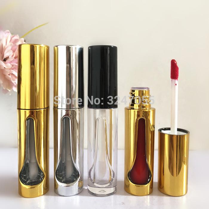 

Empty Plastic Gold/Silver High Class Lip Gloss Tube, Clear Cosmetic Liquid Lipstick Refillable Botte, Makeup Oil Container Storage Bottles
