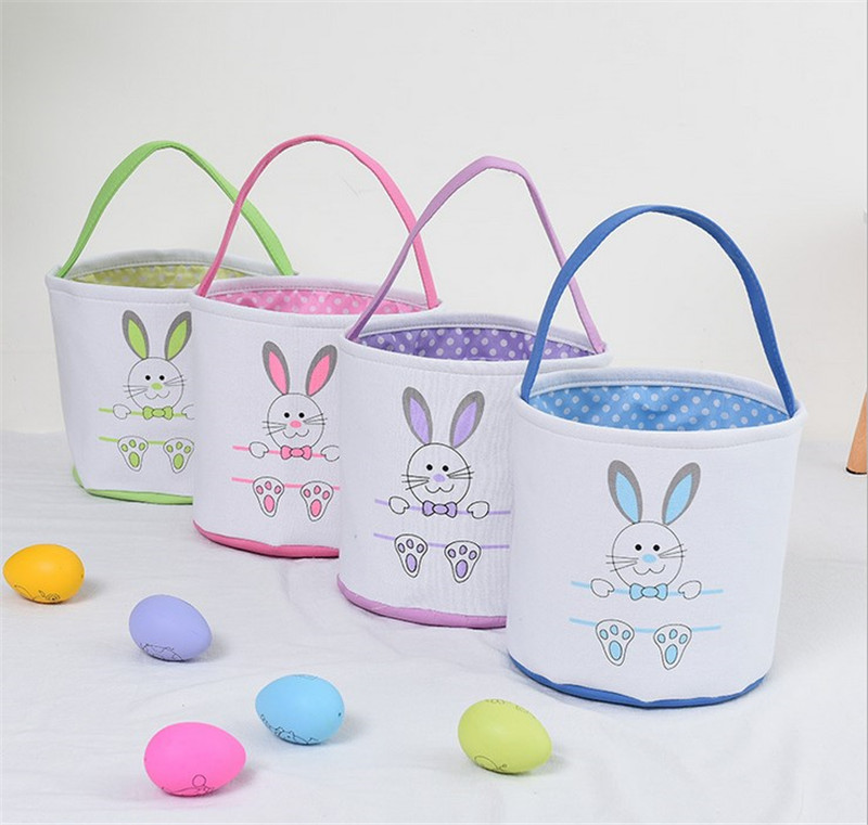 

8 Styles Easter Bunny Bucket Festive Canvas Cute Rabbit Face Basket Candy Gift Tote Bag Festival Party Decoration