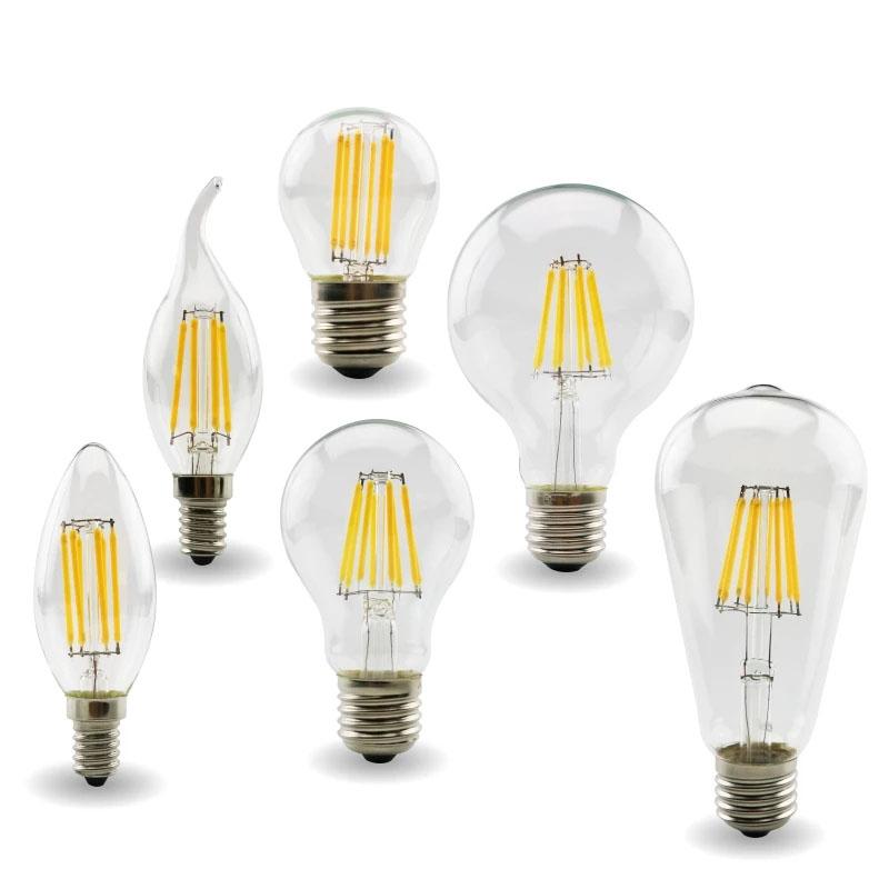 

LED Filament Dimmable C35 Candle Bulb 2W 4W 6W E14 Bulbs Light 110V 220V Clear Glass Crystal Chandeliers Pendant Floor Lights Edison lamp