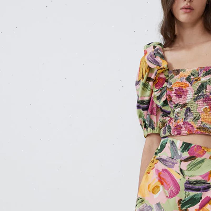 

summer women t shirt crop tshirt floral print asymmetric off shoulder puff sleeve with mini skirt elastic casual slim, White