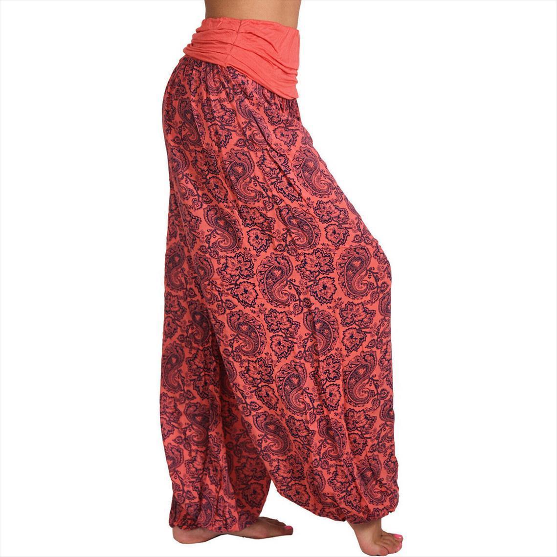 

comfy harem loose long women capri belly dance boho wide trousers, Black;white