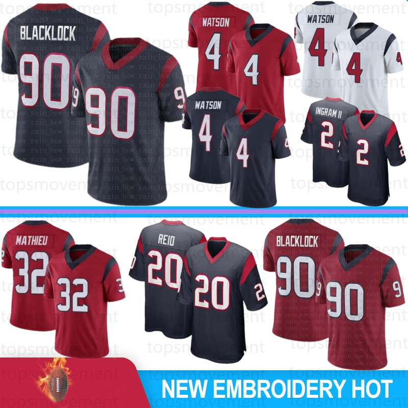 

99 J.J. Watt Texan 5 Tyrod Taylor Men Football Jerseys 20 Justin Reid Jersey 4 Deshaun Watson 90 Ross Blacklock Brandin Cooks Nico Collins Mark Ingram II Stitched S, Men dezhouren