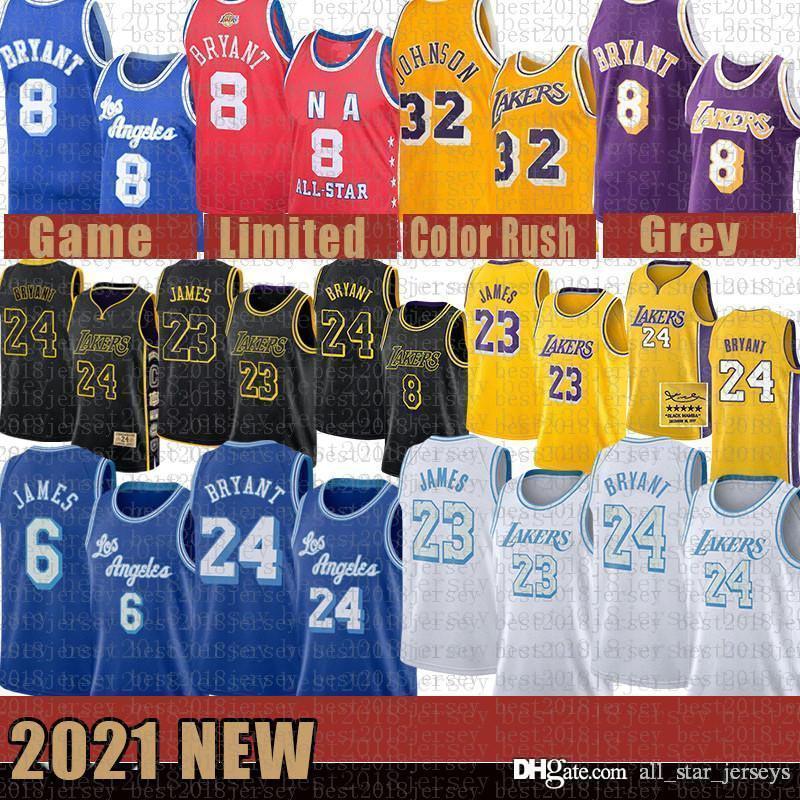 

2021 men New Basketball Jersey Los Angeles Lakers Kobe 24 Bryant LeBron 23 James Mens Anthony 3 Davis Kyle 0 Kuzma Grey, Black;red
