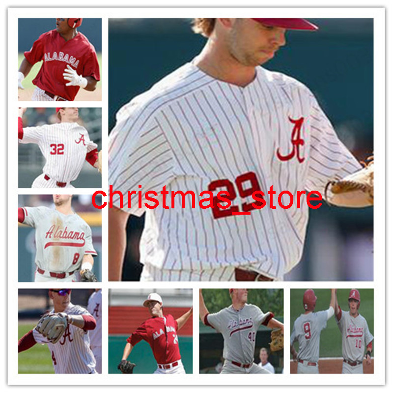 

Crimson Wears College NCAA Alabama College Tide Baseball Baseball stitched Jersey custom any name any number Jett Manning Cody Henry, White stripe