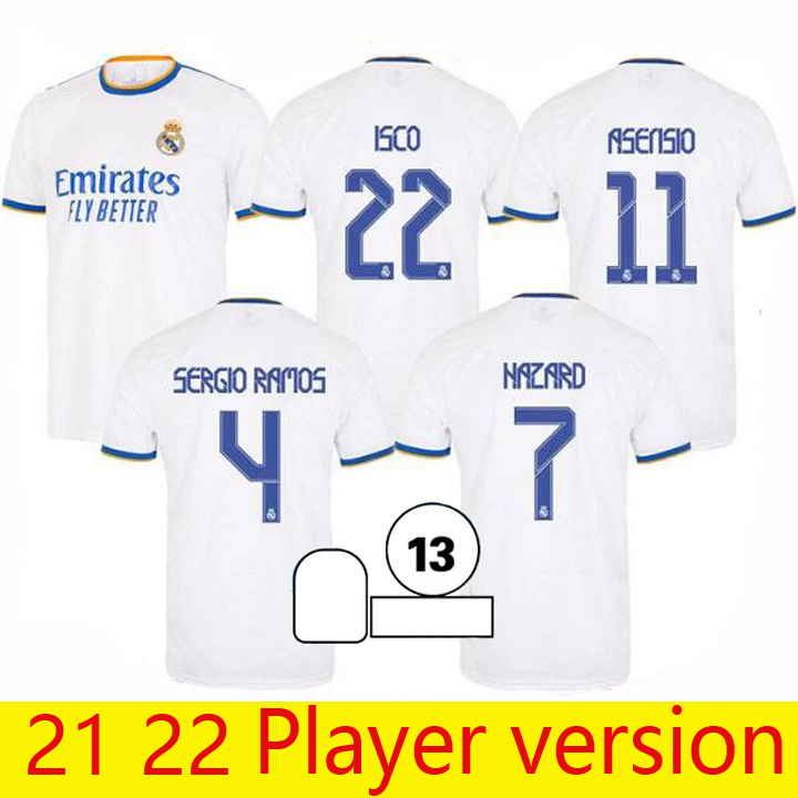 

Player Version Camiseta Real Madrid Soccer Jerseys 21 22 BENZEMA SRERGIO RAMOS MODRIC Soccer Shirt 2021 2022 Home white KROOS F.MENDY Men fo, Black;yellow