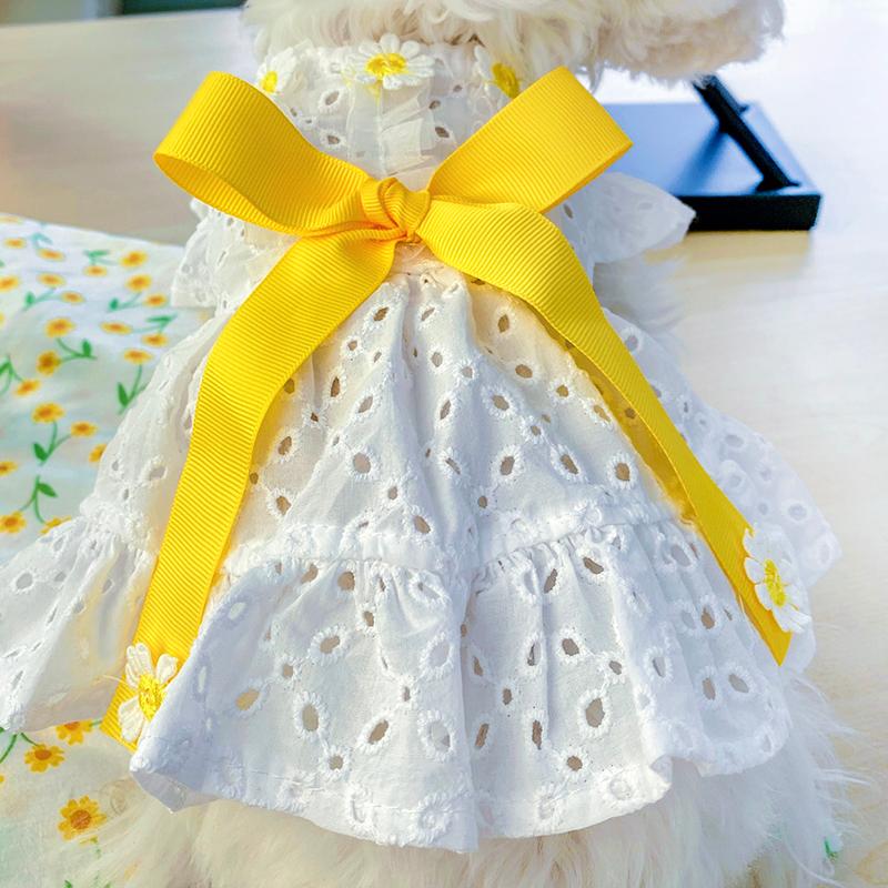 

Dog Apparel Teddy Bichon Pomeranian Small Clothes Bitch Lady Princess Bowtie Dress Summer Thin Skirts Cute Cat Skirt Puppy