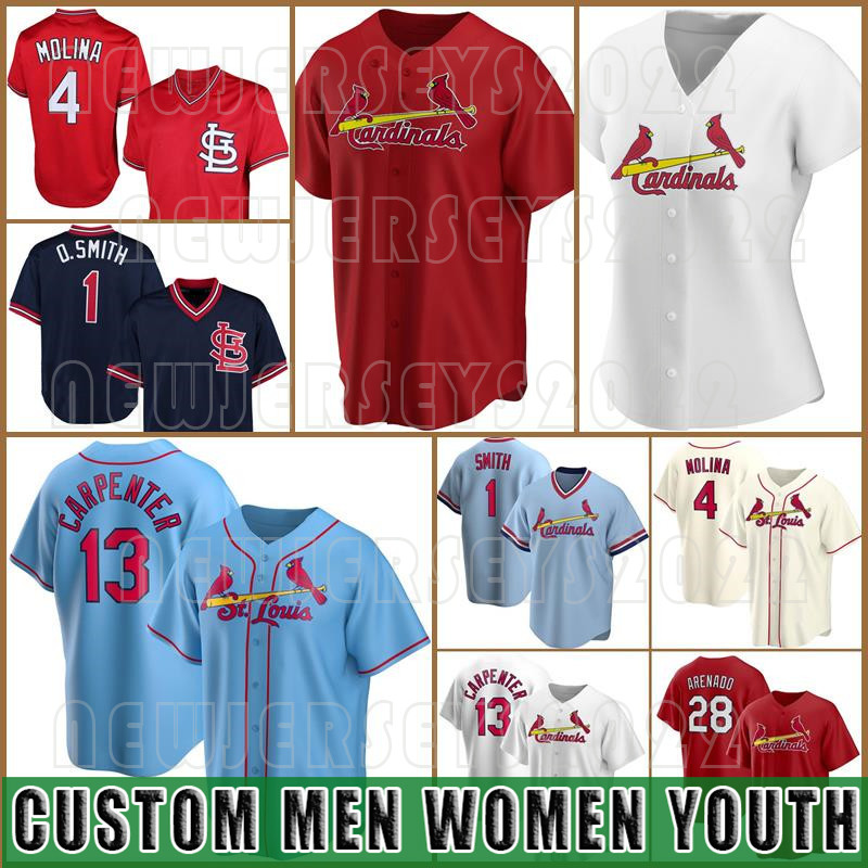 

Custom St LouisJersey 28 Nolan Arenado CardinalBaseball 4 Yadier Molina 46 Paul Goldschmidt 1 Ozzie Smith 13 Matt Carpenter Men Women, Women custom new coolbase(hongque)