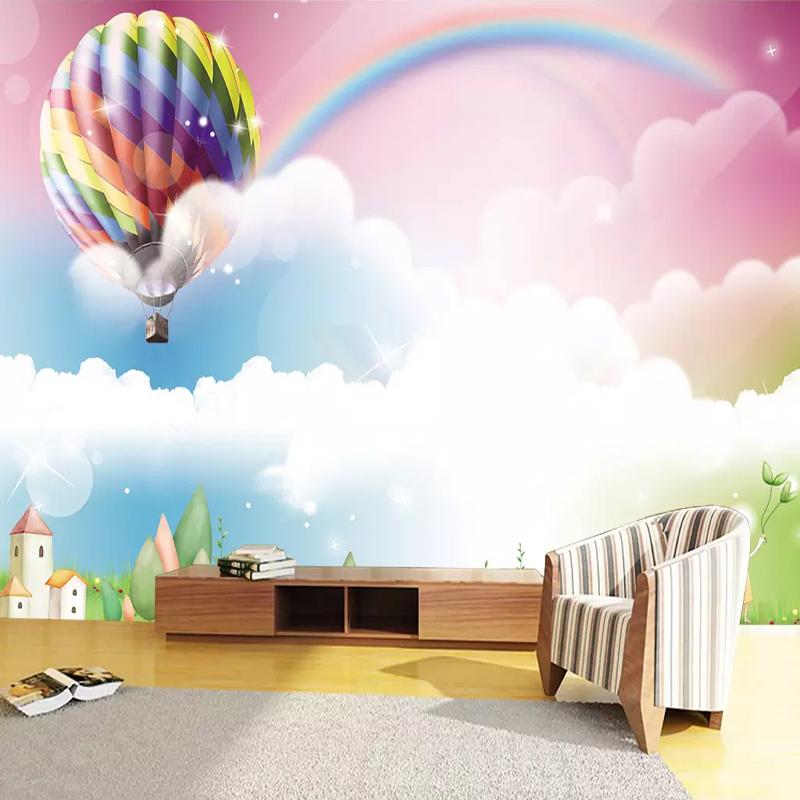

Wallpapers Papel De Parede 3D Cartoon Balloon Rainbow Cute Murals Wallpaper Children Kid's Bedroom Home Decor Background Wall Painting 3 D, As pic