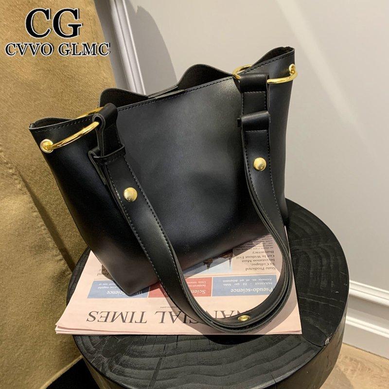 

Evening Bags Cvvo Glmc Retro Simple Solid Color Leather Crossbody Bag For Women 2021 Brand Designer Ladies Luxury Casual Bucket Handbag