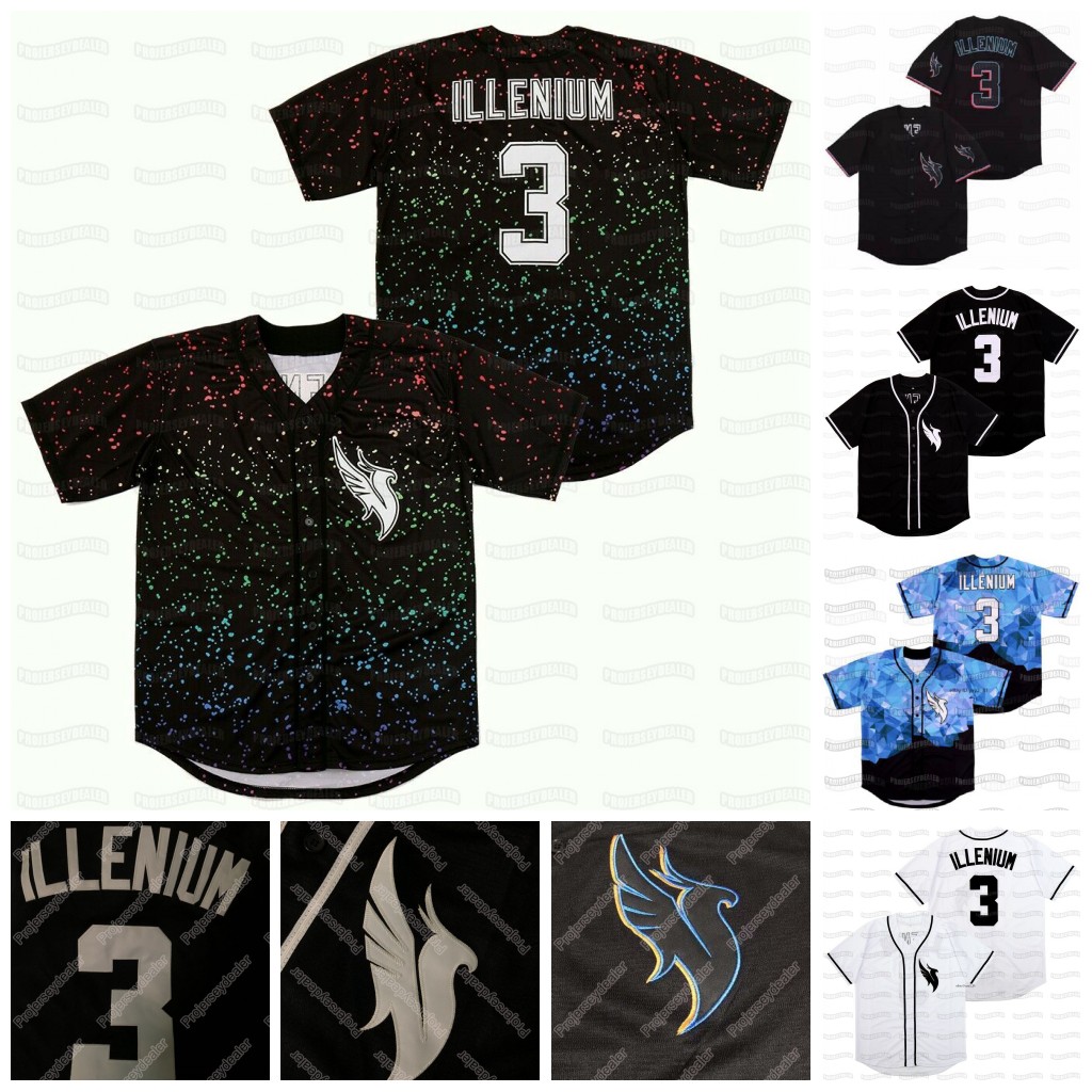 

Singer Illenium #3 Baseball Jersey Button Down Hip Hop Men Women Youth Black White Blue, Black as piocture