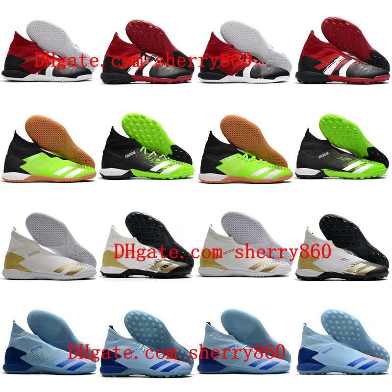 

PREDATOR 20.3 TF IC Soccer Shoes Indoor Turf Cleats For Mens High Tops Leather Trainers Laceless Lace Football Boots, As picture 18
