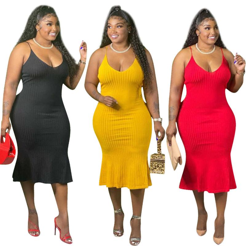 

Casual Dresses -4XL Plus Size Women's Clothes Sexy Solid Summer Dress With Sleeveless Nervuras Dressed In Wholesale, Black
